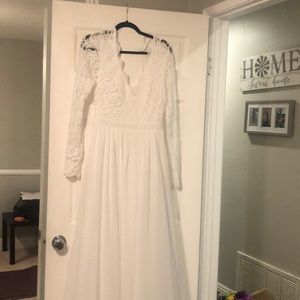 LULUs White long sleeve maxi dress